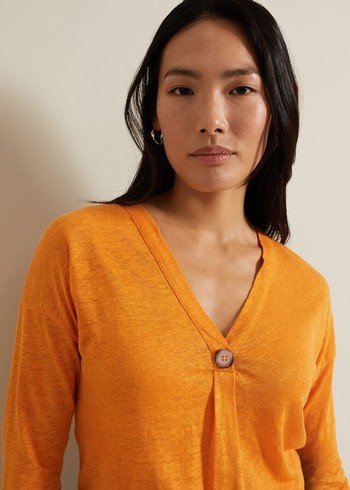 Phase Eight Leah Linen T Shirts Orange USA | 0758193-RX